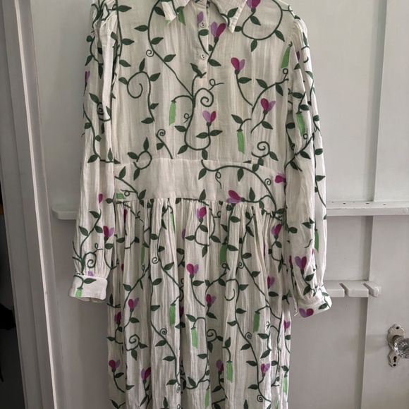 samantha pleet cotton gauze midi dress size 8 - Picture 4 of 4